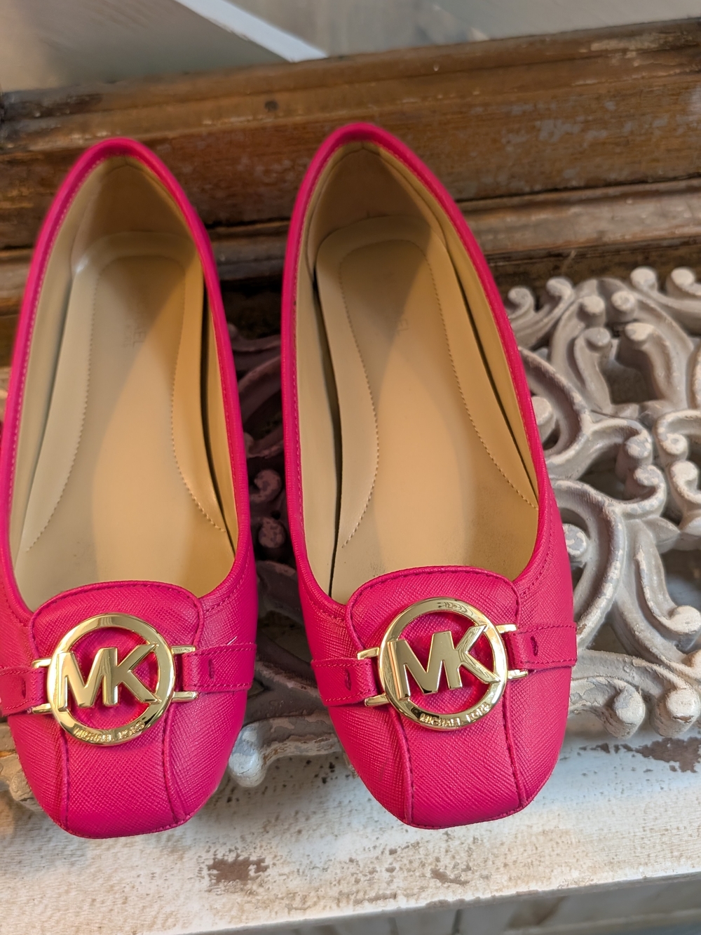 Michael Kors Hot Pink Leather Logo Loafers